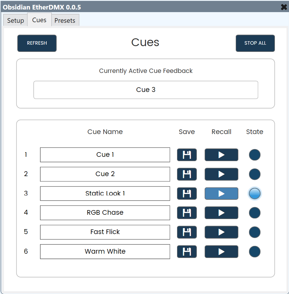 Cue recall page with active cue feedback