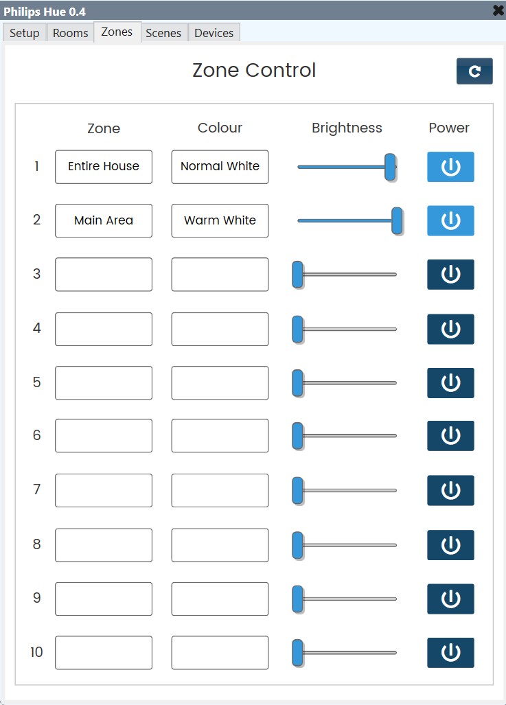 Philips Hue integration interface