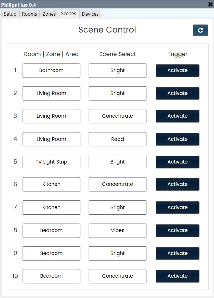 Philips Hue integration interface
