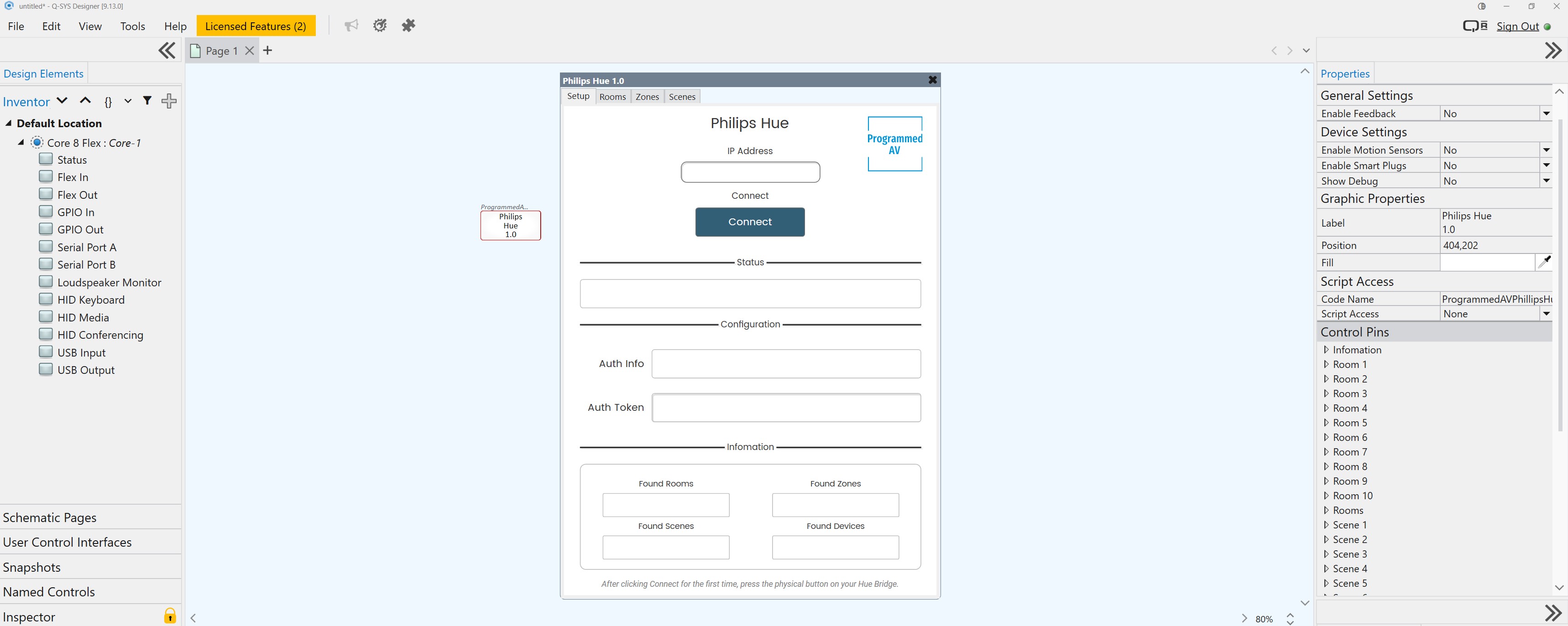 Philips Hue integration interface