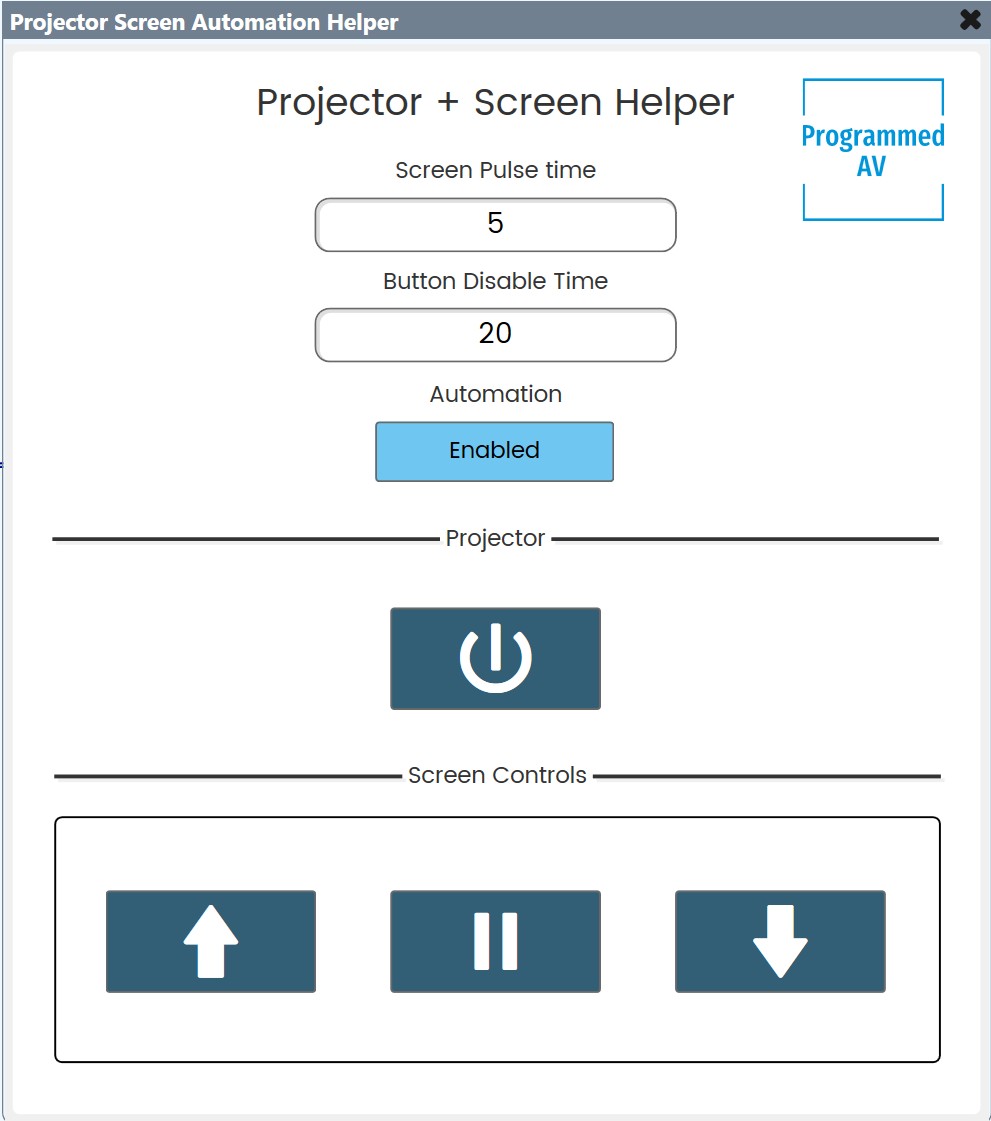 Projector and Screen Helper interface